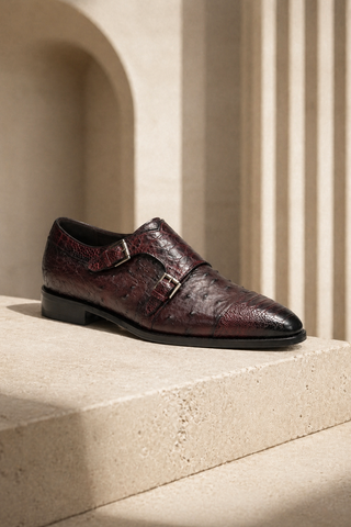 Mezlan 4957-SP Ostrich & Crocodile Double Monk-Strap