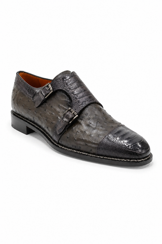 Mezlan 4957-SP Ostrich & Crocodile Double Monk-Strap