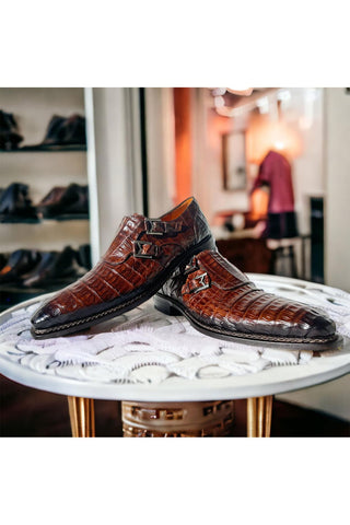 Mezlan 4990-F Crocodile Double Monk-Strap