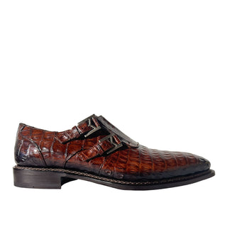 Mezlan 4990-F Sport Brown Exotic Crocodile-Skin Double Monk-Straps Loafers (MZ3671)-AmbrogioShoes