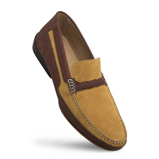 Mezlan 7315 R601 Men's Shoes Brown & Mustard Suede Leather Moccasin Loafers (MZ3354)-AmbrogioShoes