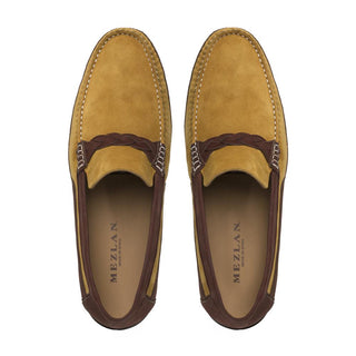 Mezlan 7315 R601 Men's Shoes Brown & Mustard Suede Leather Moccasin Loafers (MZ3354)-AmbrogioShoes