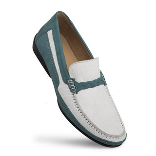 Mezlan 7315 R601 Men's Shoes Green & Bone Suede Leather Moccasin Loafers (MZ3355)-AmbrogioShoes