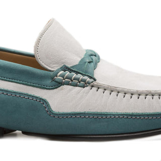 Mezlan 7315 R601 Men's Shoes Green & Bone Suede Leather Moccasin Loafers (MZ3355)-AmbrogioShoes