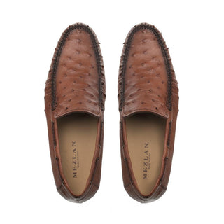Mezlan 7318-S-RX612 Men's Shoes Brandy Exotic Ostrich Dress Moccasin Loafers (MZ3375)-AmbrogioShoes