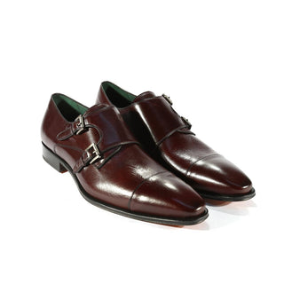 Mezlan 9477 Men's Shoes Burgundy Calf-Skin Leather Monk-Straps Loafers (MZS3333)-AmbrogioShoes