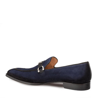 Mezlan 9728 Halsey Men's Shoes Blue Suede Leather Horsebit Loafers (MZ3263)-AmbrogioShoes