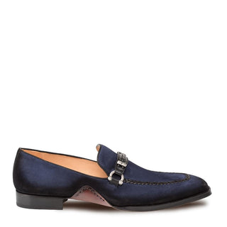 Mezlan 9728 Halsey Men's Shoes Blue Suede Leather Horsebit Loafers (MZ3263)-AmbrogioShoes