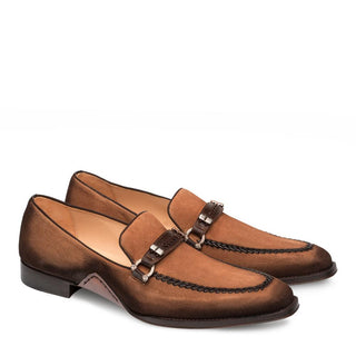 Mezlan 9728 Halsey Men's Shoes Brown Sport-Rust Suede Leather Horsebit Loafers (MZ3289)-AmbrogioShoes