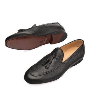 Mezlan 9733 Montier Men's Shoes Black Deer-Skin Leather Tassels Loafers (MZ3298)-AmbrogioShoes