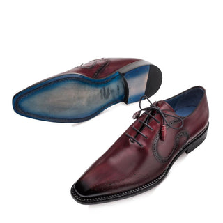 Mezlan 9743 Ellwood Men's Shoes Burgundy Calf-Skin Leather Oxfords (MZ3247)-AmbrogioShoes