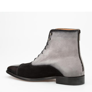 Mezlan 9866 Harlem Men's Shoes Black & Gray Suede / Calf-SKin Leather Boots (MZ3267)-AmbrogioShoes