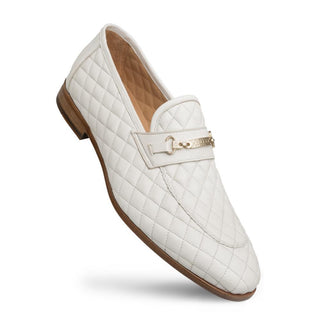 Mezlan 9894 S110 Men's Shoes White Quilted Calf-Skin Leather Horsebit Loafers (MZ3358)-AmbrogioShoes