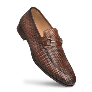 Mezlan 9897 R606 Men's Shoes Cognac Woven Leather Horsebit Loafers (MZ3358-AmbrogioShoes