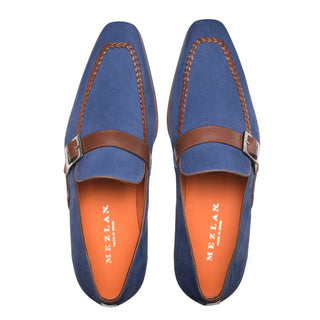 Mezlan 9909 S106 Men's Shoes Navy & Cognac Nubuck / Calf-Skin Leather Loafers (MZ3355)-AmbrogioShoes