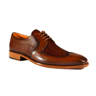 Mezlan 9916 Men's Shoes Cognac Woven / Calf-Skin Leather Opanka Derby Oxfords (MZS3473)-AmbrogioShoes