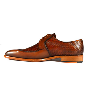 Mezlan 9916 Men's Shoes Cognac Woven / Calf-Skin Leather Opanka Derby Oxfords (MZS3473)-AmbrogioShoes