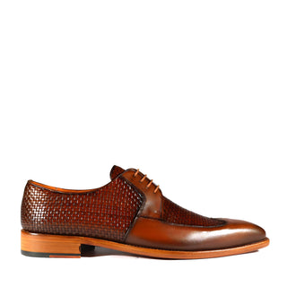 Mezlan 9916 Men's Shoes Cognac Woven / Calf-Skin Leather Opanka Derby Oxfords (MZS3473)-AmbrogioShoes