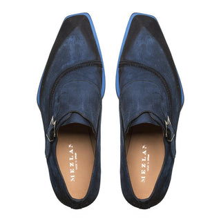 Mezlan 9919 S109 Men's Shoes Blue Suede Leather Monk-Strap Loafers (MZ3343)-AmbrogioShoes