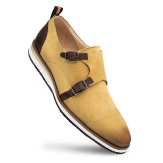 Mezlan 9972 R610 Men's Shoes Camel & Brown Suede / Calf-Skin Leather Monk-Straps Sneakers (MZ3364)-AmbrogioShoes