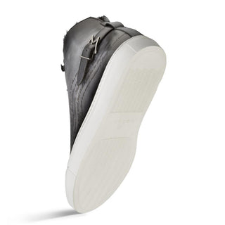 Mezlan A20044 Men's Shoes Patina Leather Etched Hi-Top Sneakers (MZ3415)-AmbrogioShoes