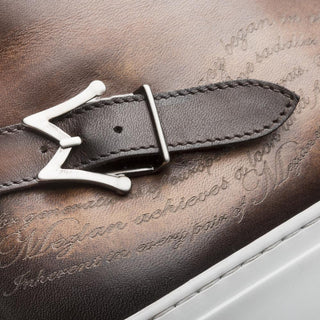 Mezlan A20044 Men's Shoes Patina Leather Etched Hi-Top Sneakers (MZ3415)-AmbrogioShoes