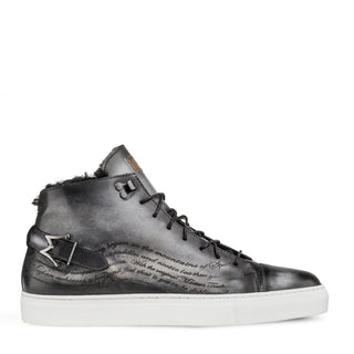 Mezlan A20044 Men's Shoes Patina Leather Etched Hi-Top Sneakers (MZ3415)-AmbrogioShoes