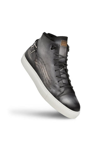 Mezlan A20044 Patina Leather Etched Hi-Top Sneakers (MZ3415)