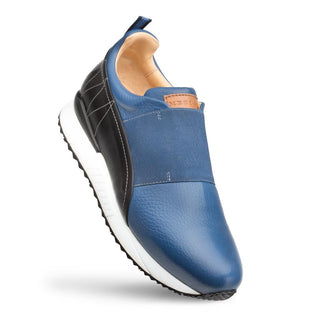 Mezlan A20081 Men's Shoes Blue & Black Deer-Skin / Calf-Skin Leather Elastic Slip-On Sneakers (MZ3431)-AmbrogioShoes