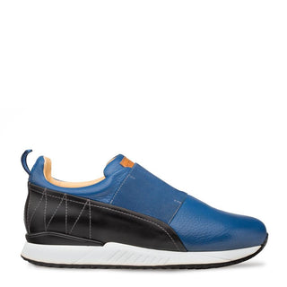 Mezlan A20081 Men's Shoes Blue & Black Deer-Skin / Calf-Skin Leather Elastic Slip-On Sneakers (MZ3431)-AmbrogioShoes