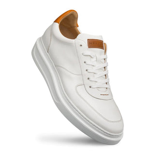 Mezlan A20208 Men's Shoes White Calf-Skin Leather Apron Casual Sneakers (MZ3453)-AmbrogioShoes