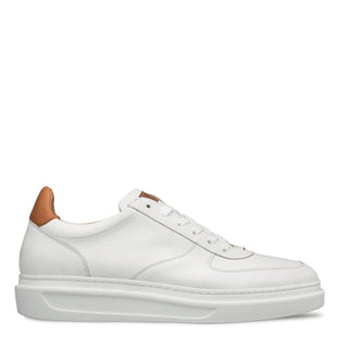 Mezlan A20208 Men's Shoes White Calf-Skin Leather Apron Casual Sneakers (MZ3453)-AmbrogioShoes