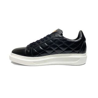 Mezlan A20456 Men's Shoes Black Quilted Calf-Skin Leather Casual Sneakers (MZS3545)-AmbrogioShoes