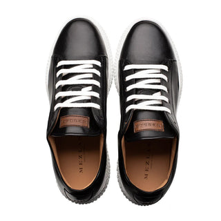 Mezlan A20604 Men's Shoes Black Calf-Skin Leather Casual Sneakers (MZ3600)-AmbrogioShoes