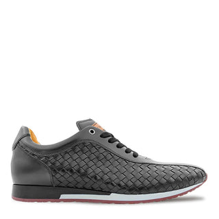 Mezlan A20711 Men's Shoes Black Woven Leather Casual Bicycle Toe Sneakers (MZ3590)-AmbrogioShoes