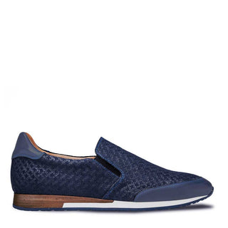 Mezlan A9873 Men's Shoes Blue Texture Print Suede / Calf-Skin Leather Slip-On Sneakers (MZ3388)-AmbrogioShoes