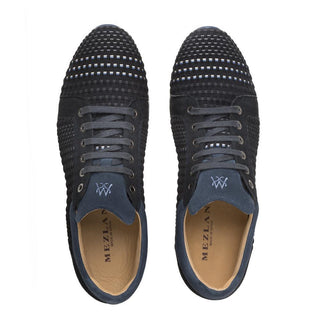 Mezlan A9999 Men's Shoes Blue Combination Suede / Woven Leather Casual Sneakers (MZ3387)-AmbrogioShoes