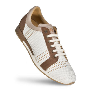 Mezlan A9999 Men's Shoes White Combination Suede / Woven Leather Casual Sneakers (MZ3386)-AmbrogioShoes
