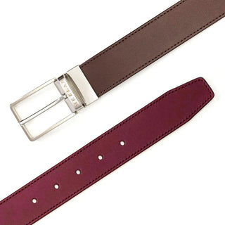 Mezlan AO11467 Brown & Burgundy Calf-Skin Leather Reversible Men's Belt (MZB1216)-AmbrogioShoes