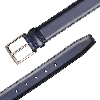 Mezlan AO11522 Blue Classic Patina Calf-Skin Leather Men's Belt (MZB1236)-AmbrogioShoes