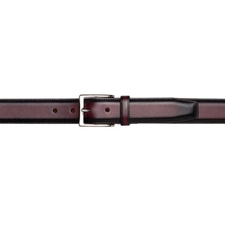 Mezlan AO11522 Burgundy Classic Patina Calf-Skin Leather Men's Belt (MZB1234)-AmbrogioShoes