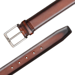 Mezlan AO11522 Cognac Classic Patina Calf-Skin Leather Men's Belt (MZB1235)-AmbrogioShoes