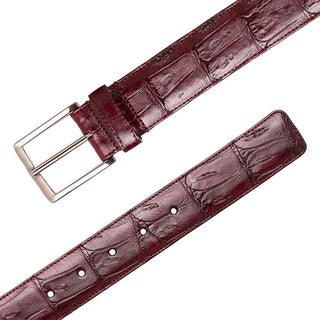 Mezlan AO11523 Burgundy Classic Exotic Crocodile Skin Men's Belt (MZB1239)-AmbrogioShoes