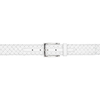 Mezlan AO11528 White Woven Calf-Skin Leather Men's Belt (MZB1231)-AmbrogioShoes