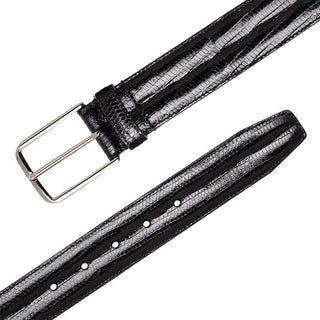 Mezlan AO11530 Black Classic Exotic Lizard Skin Men's Belt (MZB1243)-AmbrogioShoes