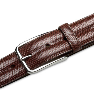 Mezlan AO11530 Dark Brown Classic Exotic Lizard Skin Men's Belt (MZB1241)-AmbrogioShoes