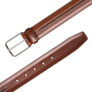 Mezlan AO11532 Men's Center Piped Calf-Skin Leather Belts (MZB1249)-AmbrogioShoes