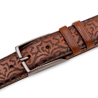 Mezlan AO11677 Men's Laser Print Calf-Skin Leather Belts (MZB1247)-AmbrogioShoes