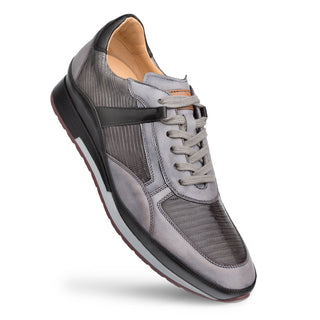 Mezlan AX4873-L Men's Shoes Grey & Black Exotic Lizard Calf-Skin Leather Luxury Sneakers (MZ3543)-AmbrogioShoes