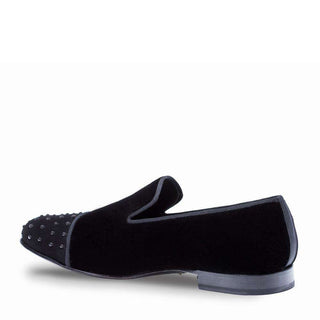 Mezlan Abel Mens Luxury Shoes Black Velvet & Suede Loafers 8481 (MZ2607)-AmbrogioShoes